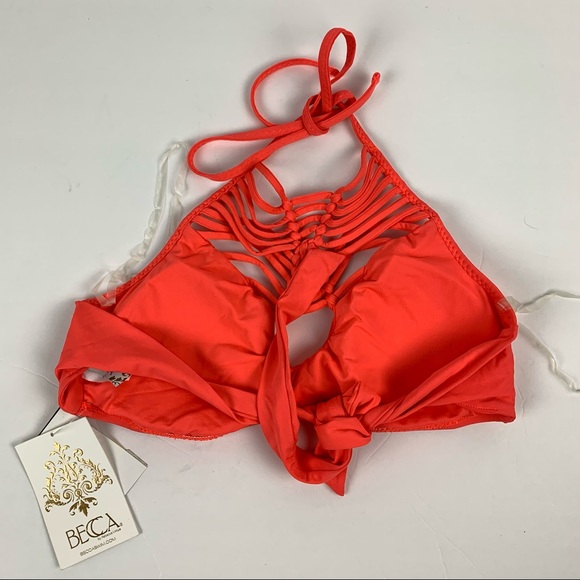 🔥BECCA🔥Swim Electric Current Strappy Halter Bikini Swimsuit Top Medium NWT - Picture 6 of 7